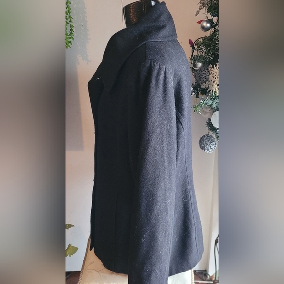 Tower by London Fog Black Wool Blend Pea Coat L - Picture 6 of 8